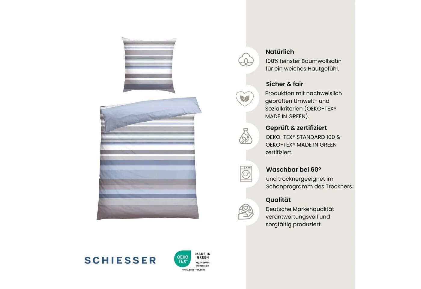 Schiesser Bettwäsche Hoops Streifenmuster Blau