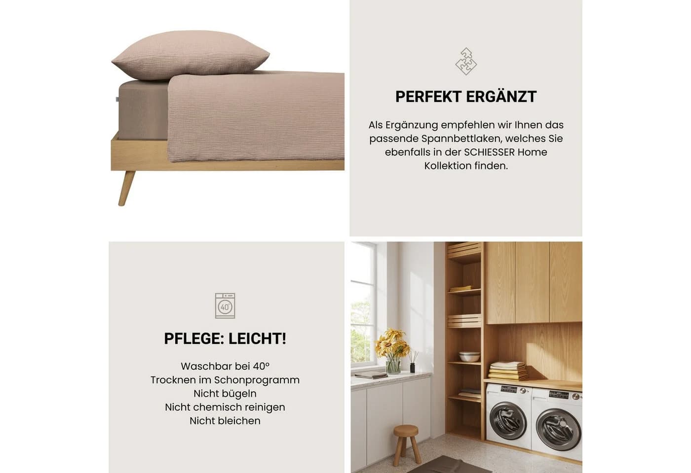 Schiesser Bettwäsche Molly Musselin 2-teilig Taupe - Bild 4
