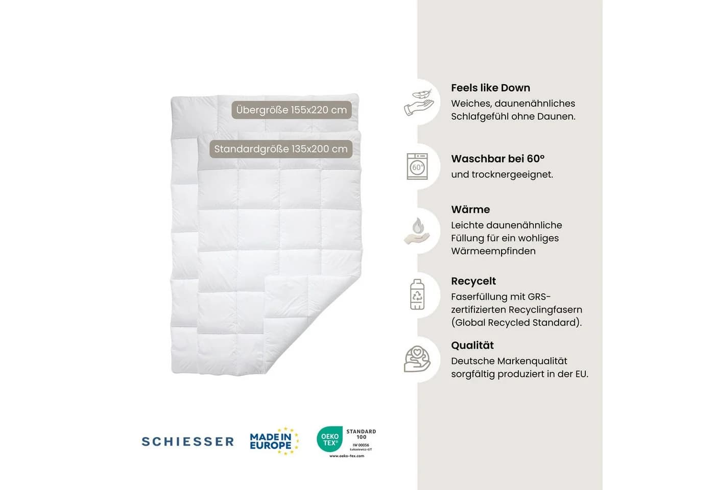 Microfaserbettdecke Schiesser Feels like Down 155x220cm