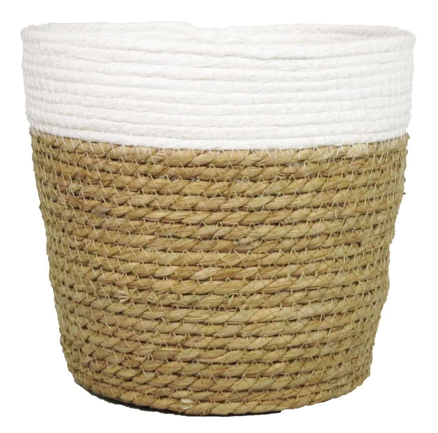 INNA-Glas Übertopf Pflanztopf Dominga weiß-beige Glas