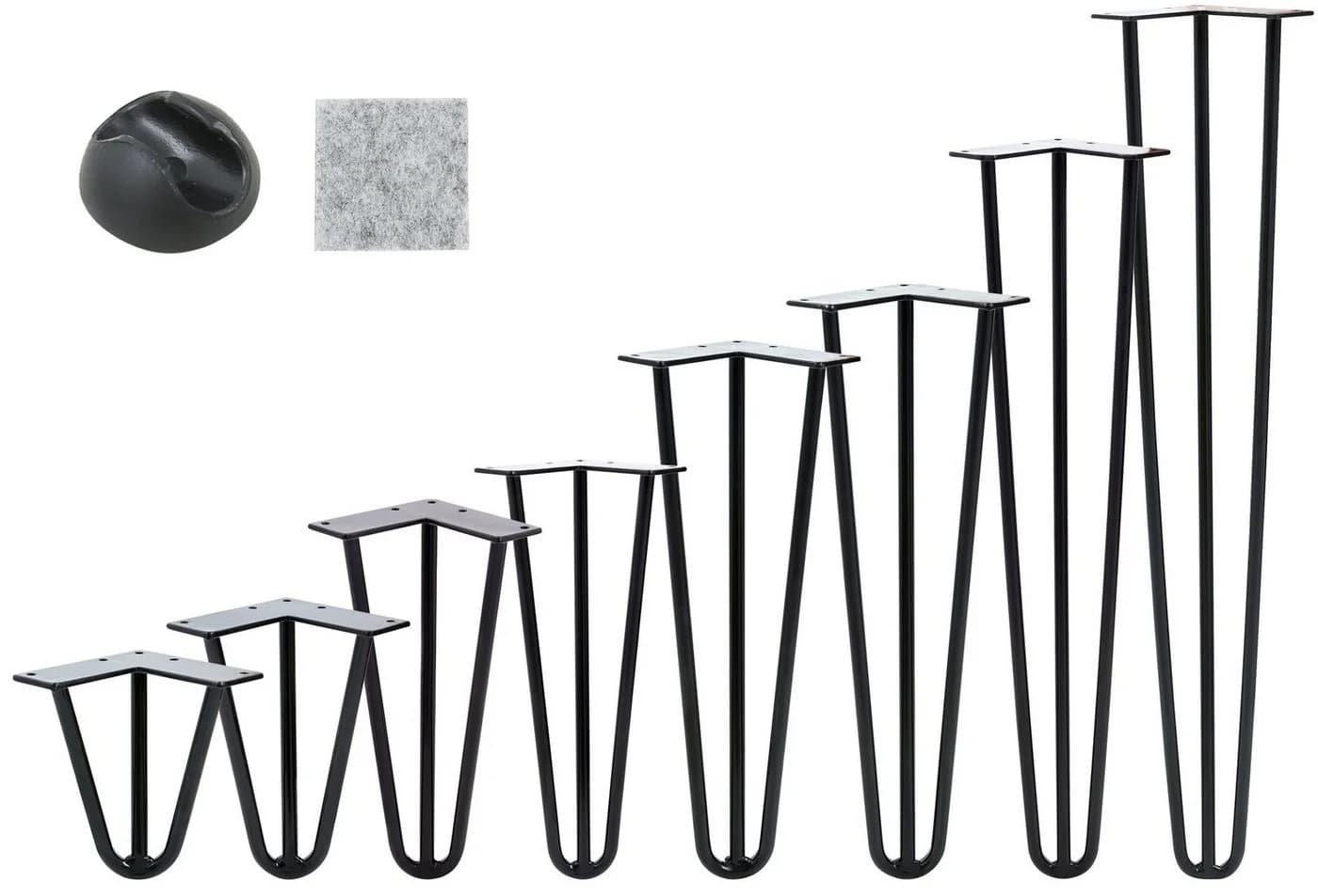 VENDOMNIA Tischbein Hairpin 4er Set, Metall, aus Stahl, 2 oder 3 Streben, Größenwahl, Haarnadel Möbelfüße - Bild 2
