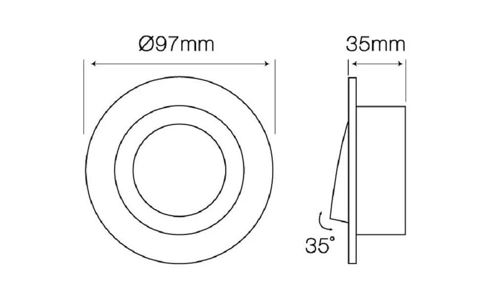 LED-Line Einbaurahmen Rund Ø85mm Chrome/Patin inkl. GU10 Fassung