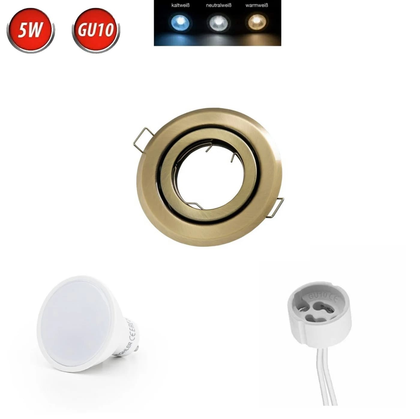 LED-Line Einbaurahmen Rund Ø85mm Chrome/Patin inkl. GU10 Fassung - Bild 3