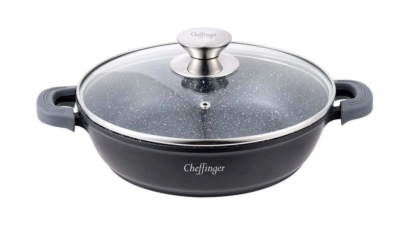 Cheffinger Schmorpfanne Ø28cm Schwarz Marmorbeschichtung Induktion - Bild 2