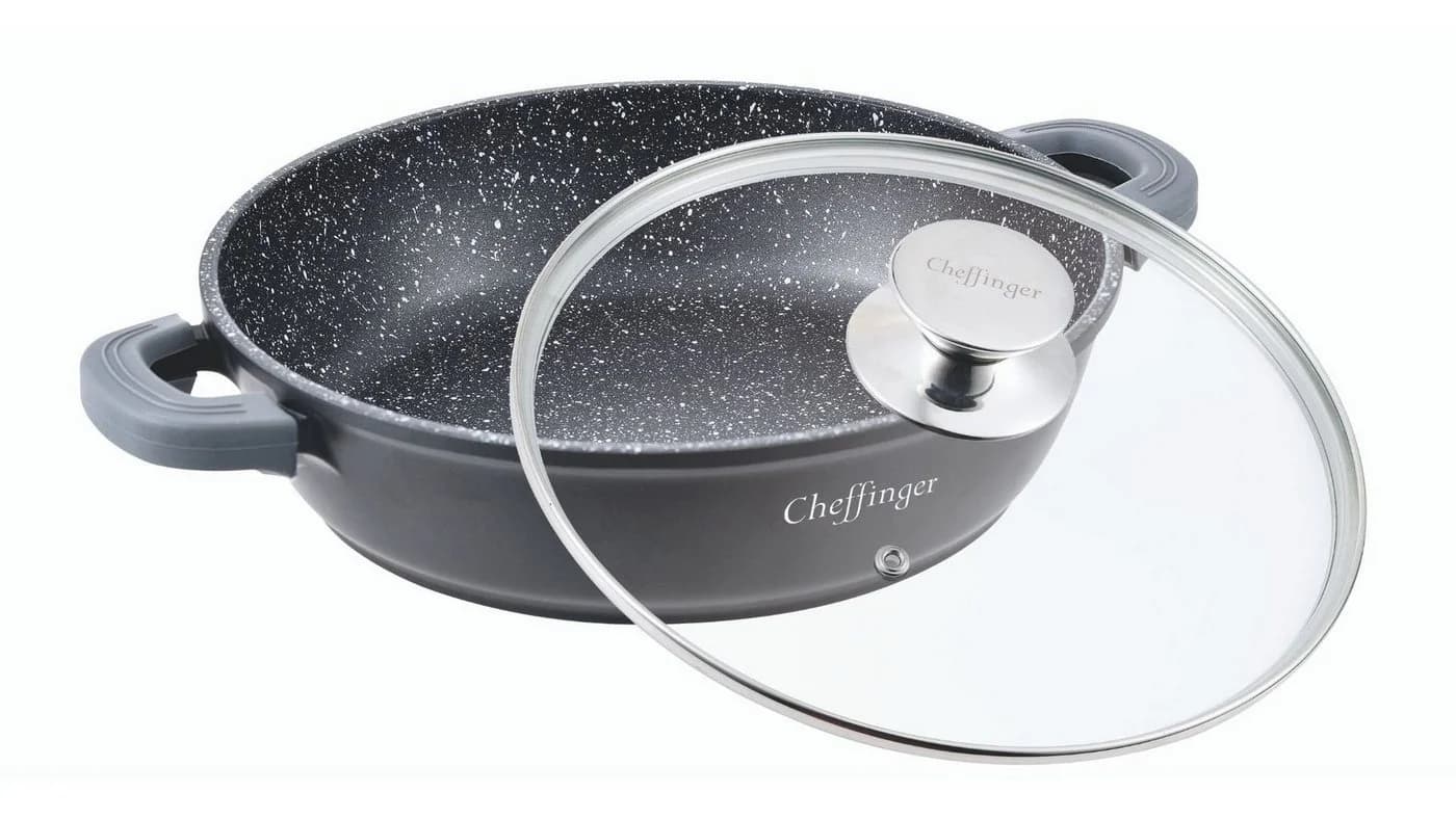 Cheffinger Schmorpfanne Ø28cm Schwarz Marmorbeschichtung Induktion - Bild 3
