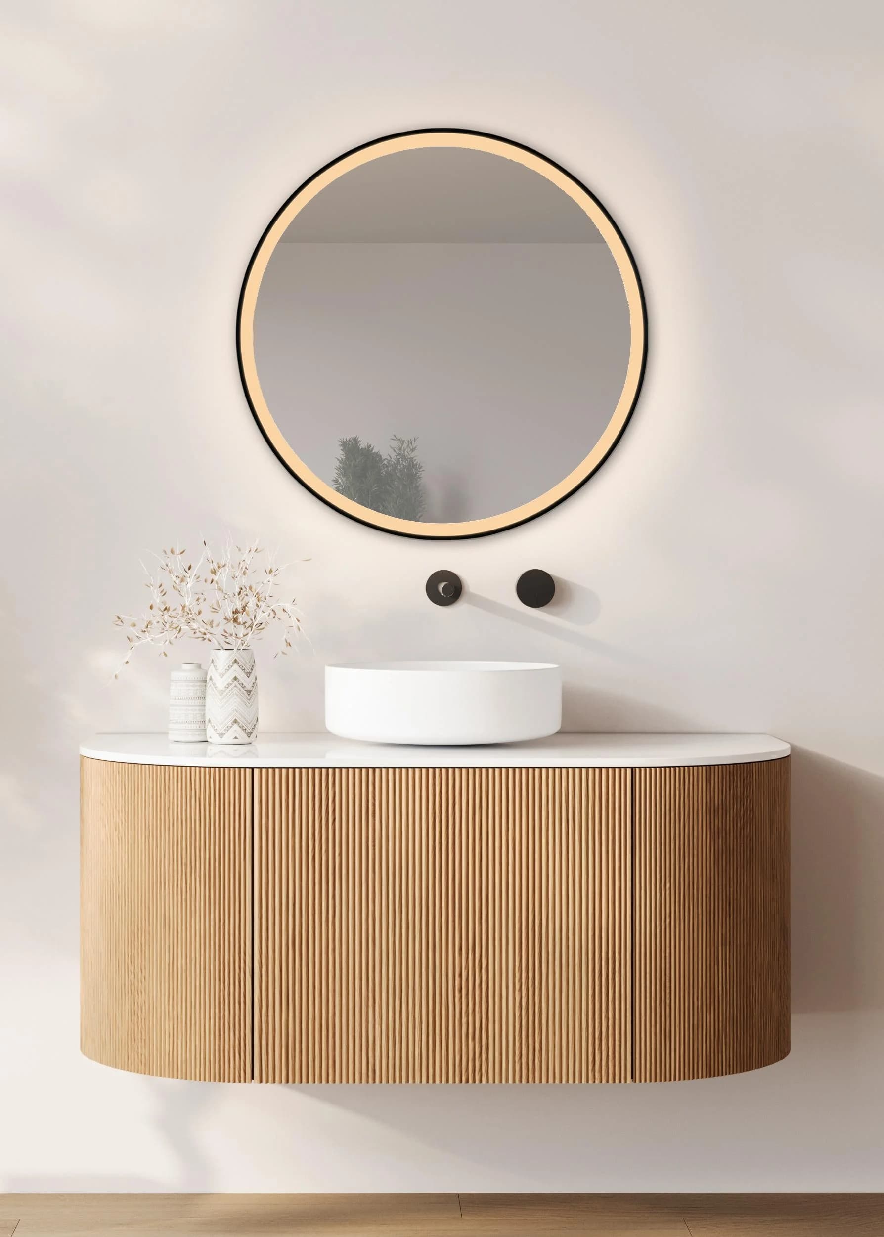 Mirrors and More LED-Lichtspiegel DARLA Schwarz Rund 60cm