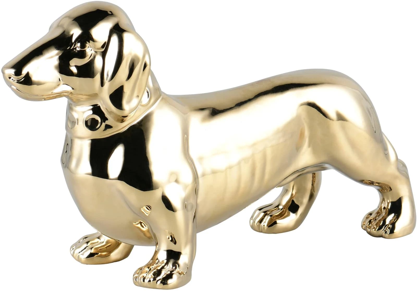 Mirrors and More Dekofigur MAX Hund goldfarbig Porzellan