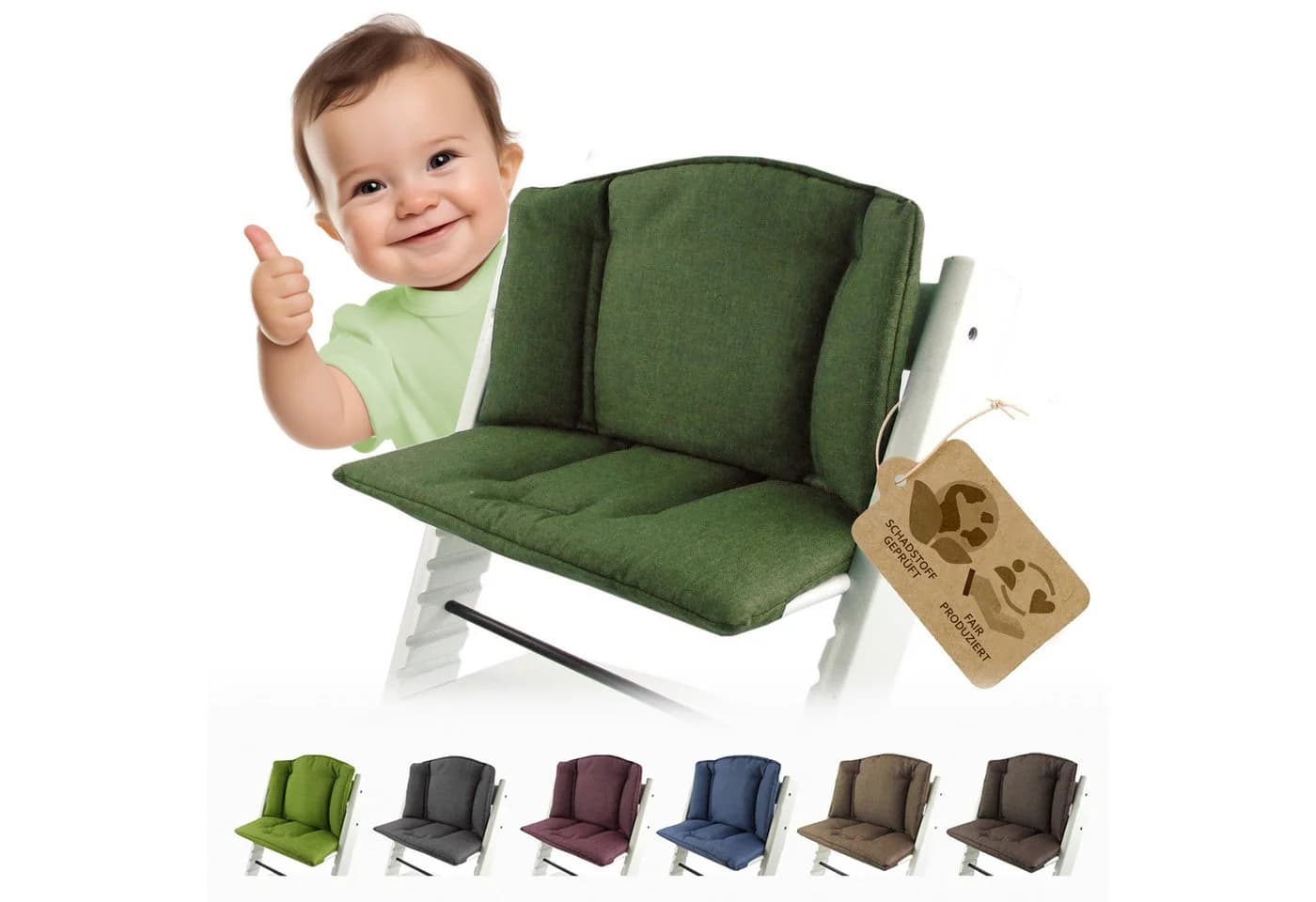 BambiniWelt Hochstuhlauflage Ersatzbezug für Stokke Tripp Trapp Grün Meliert - Bild 2