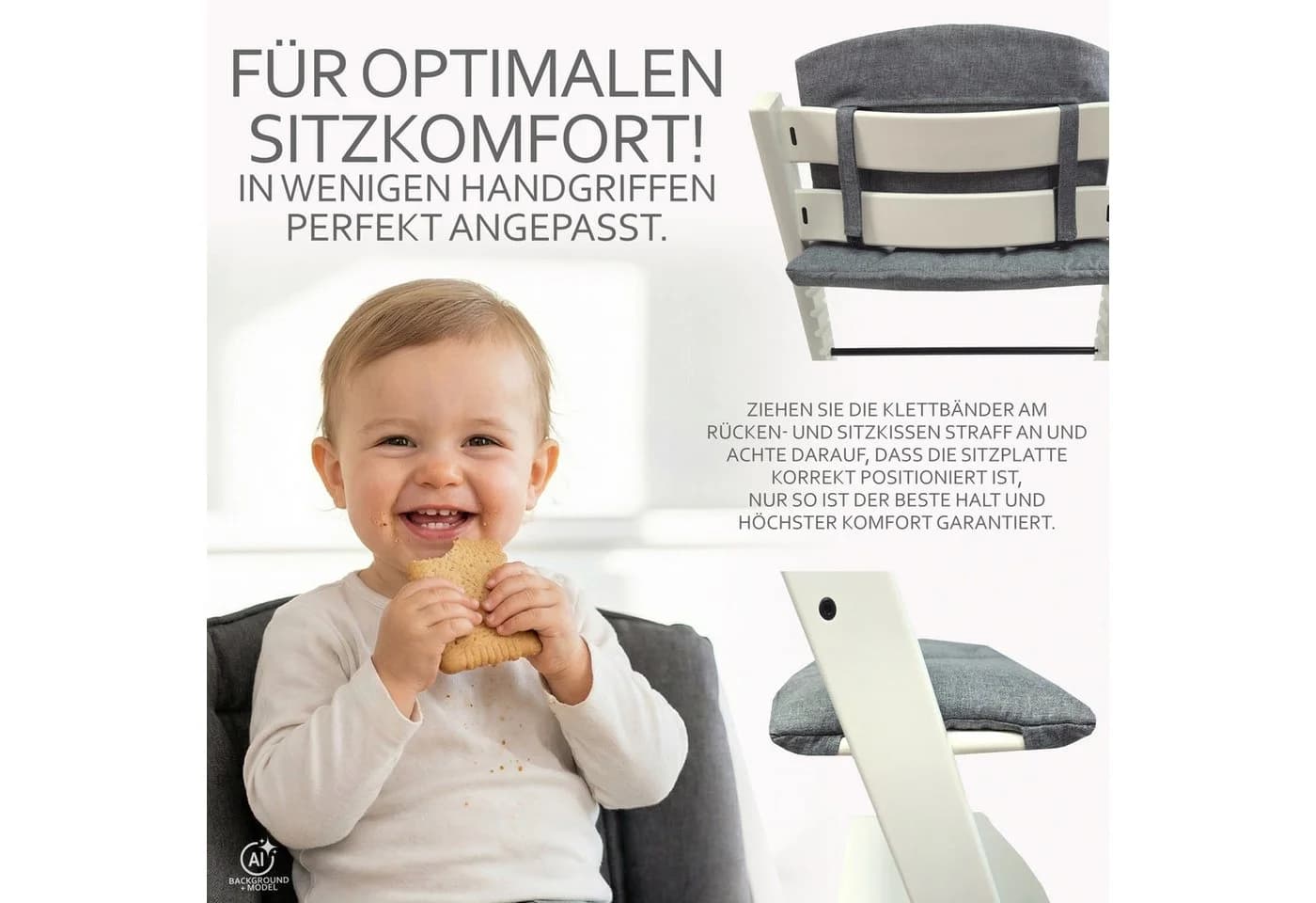 BambiniWelt Hochstuhlauflage Ersatzbezug für Stokke Tripp Trapp Grün Meliert - Bild 5
