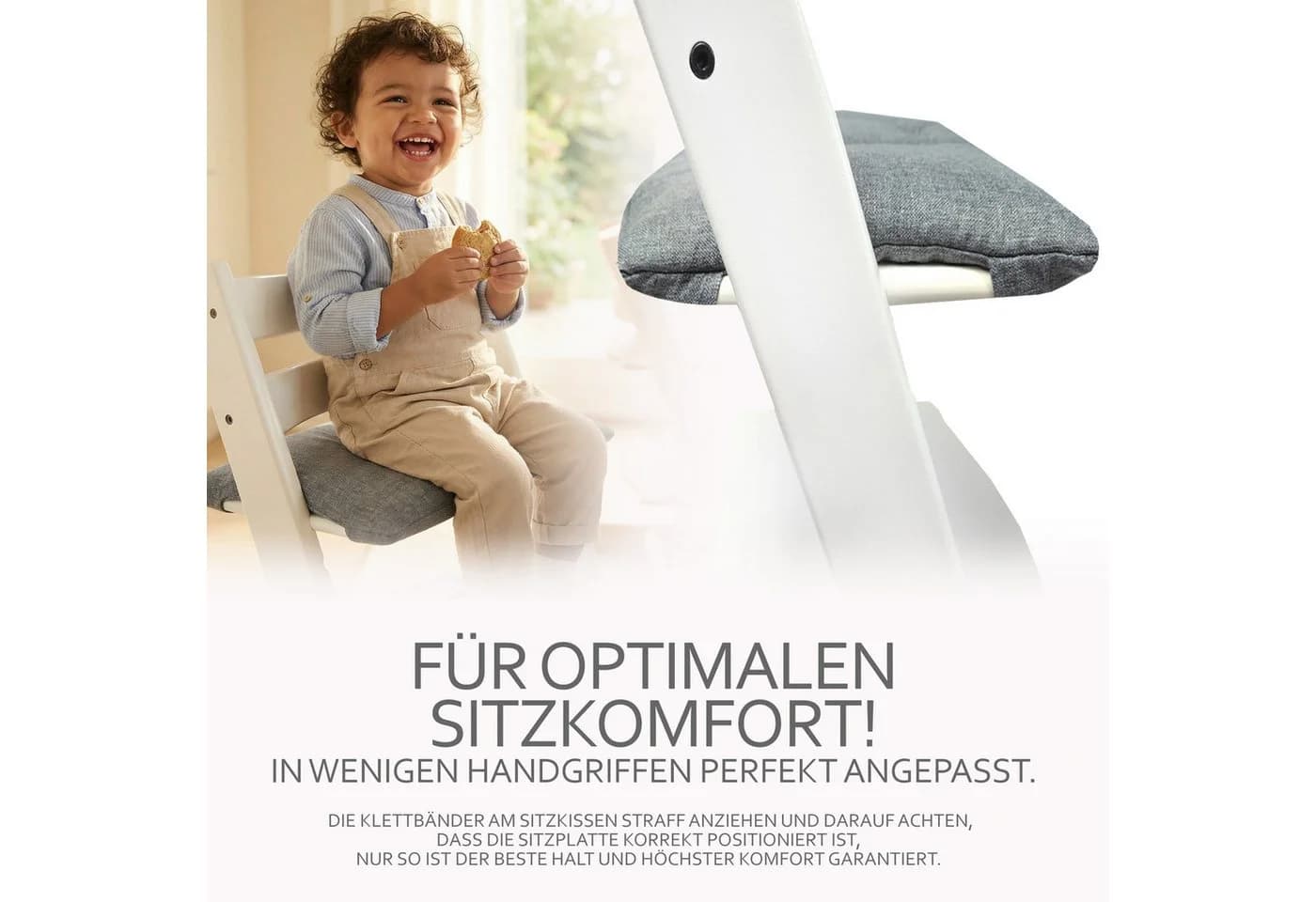 BambiniWelt Hochstuhlauflage Ersatzbezug Grau Kompatibel mit Stokke Tripp Trapp - Bild 5