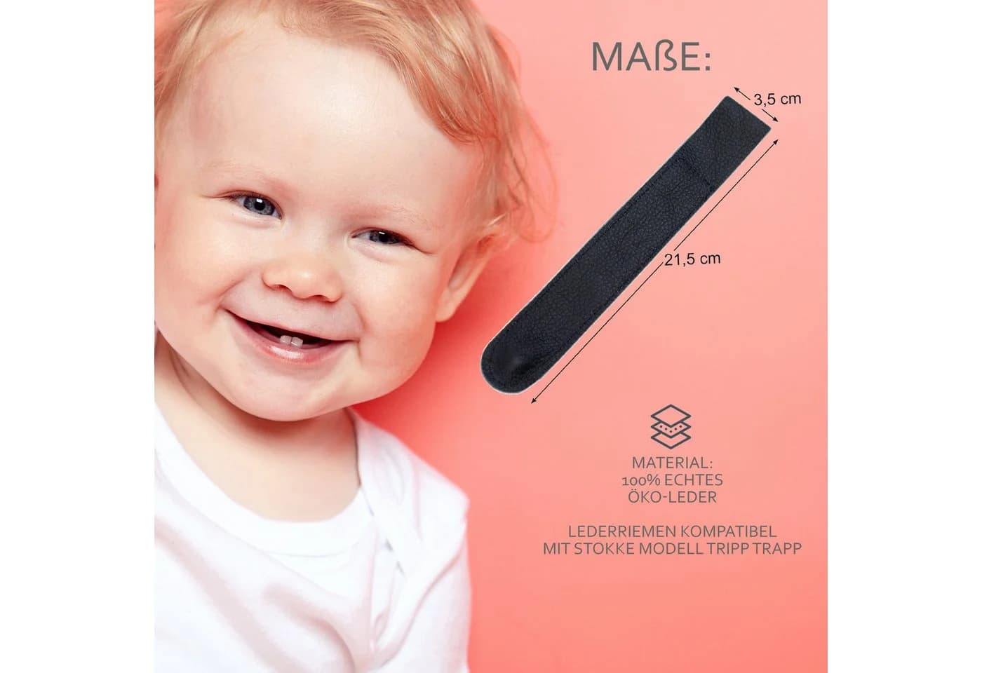 BambiniWelt Schrittgurt für Stokke Tripp Trapp - Echtes Leder - Bild 5