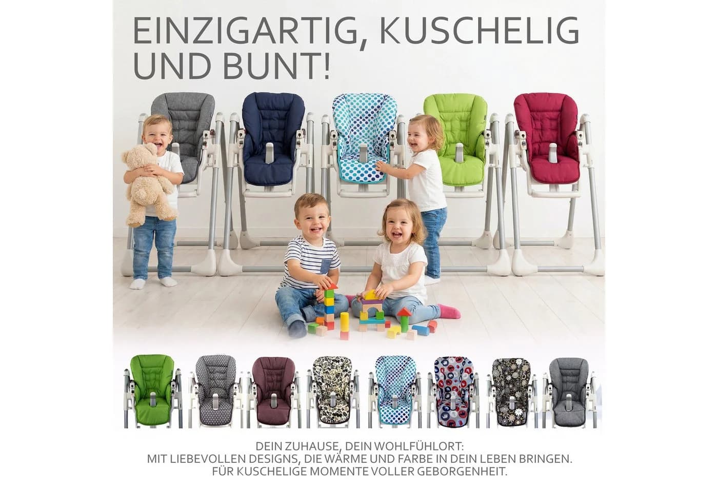 BambiniWelt Hochstuhlauflage Ersatzbezug Sitzkissen grau meliert für Peg Perego - Bild 5