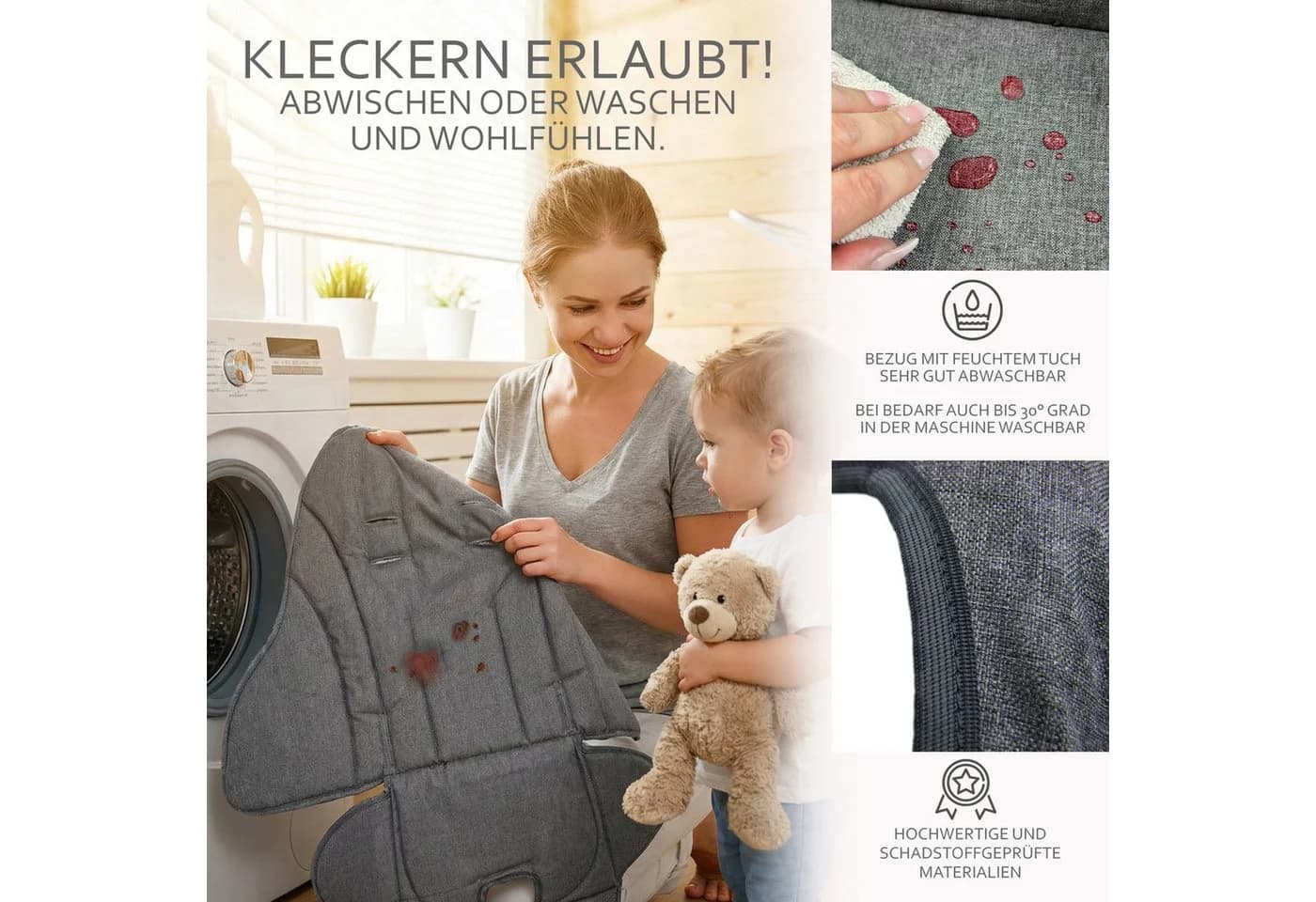 BambiniWelt Hochstuhlauflage grau meliert für PEG PEREGO Zero3 + Siesta - Bild 4