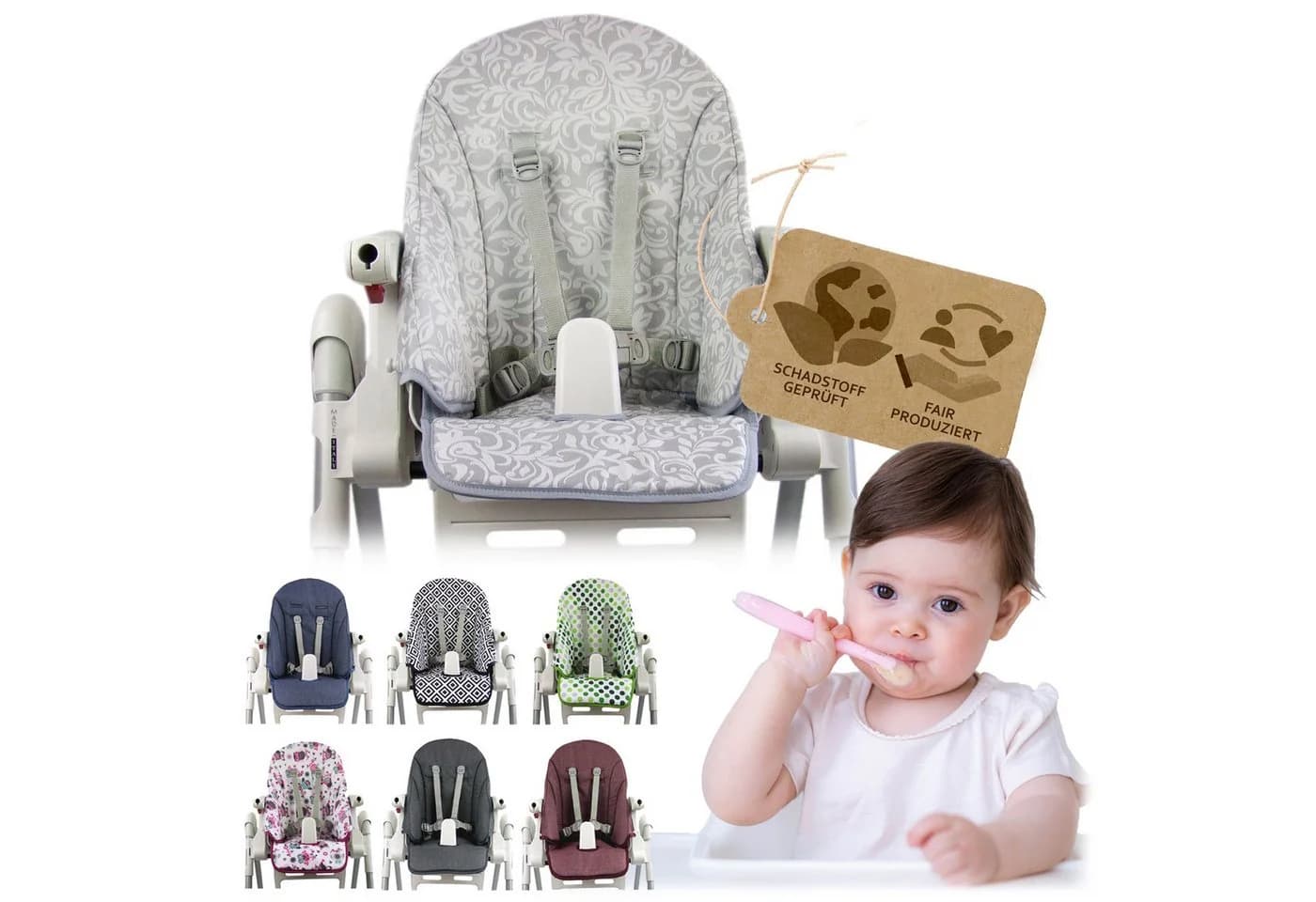 BambiniWelt Hochstuhlauflage Ersatzbezug für Peg Perego Zero3 + Siesta - Bild 2