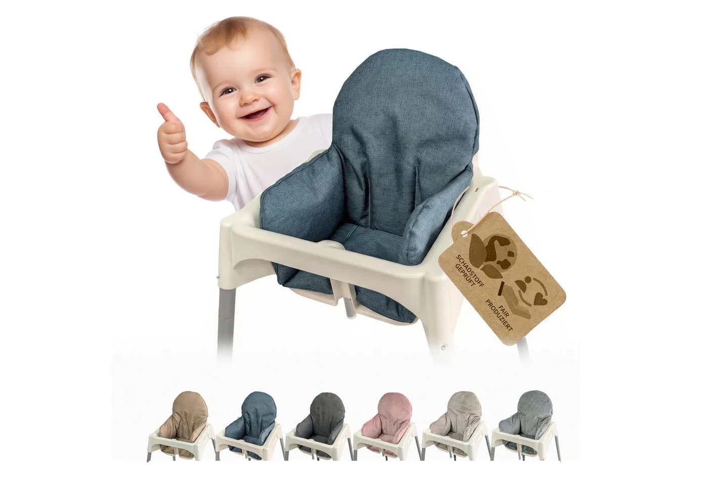 BambiniWelt Hochstuhlauflage für Ikea Antilop, weicher Sitzbezug, waschbar - Bild 2