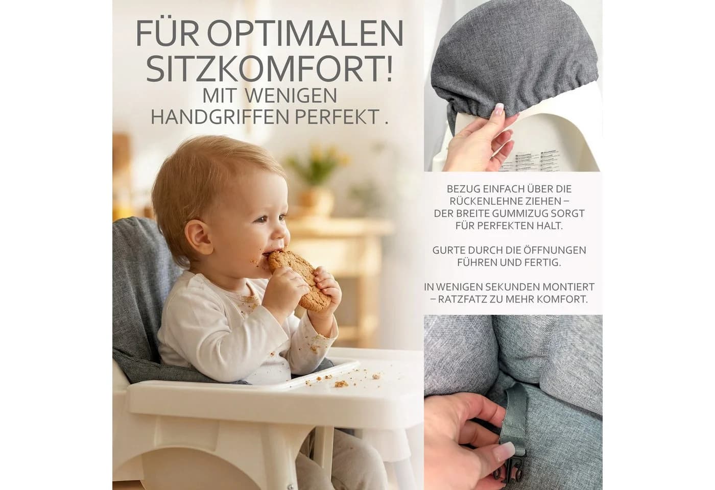 BambiniWelt Hochstuhlauflage für Ikea Antilop, weicher Sitzbezug, waschbar - Bild 3