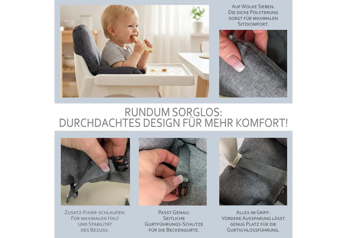 BambiniWelt Hochstuhlauflage für Ikea Antilop, weicher Sitzbezug, waschbar - Bild 5