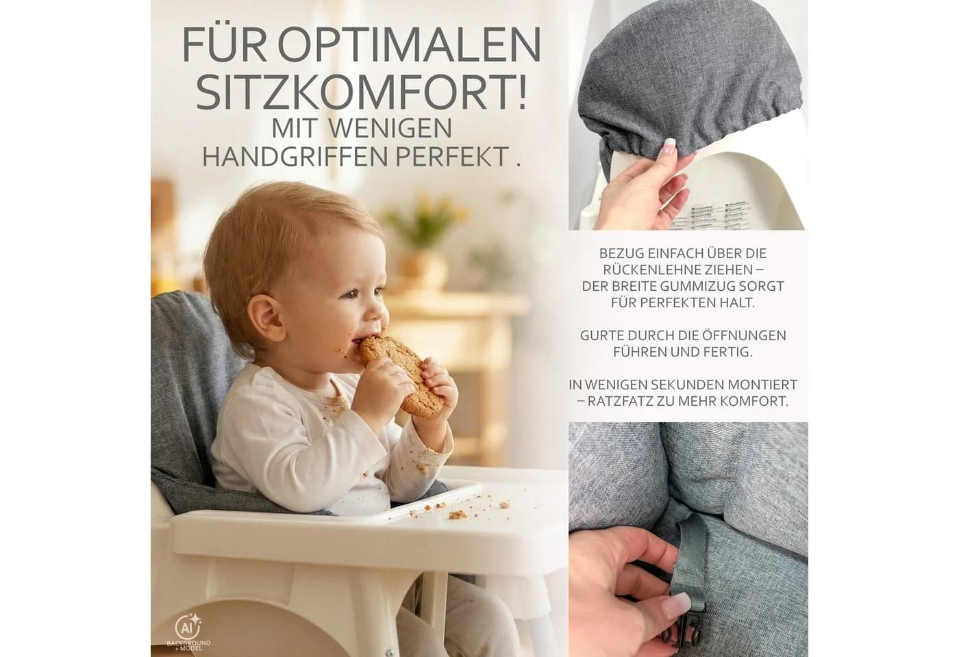 BambiniWelt Hochstuhlauflage grau kompatibel mit IKEA Antilop - Bild 3