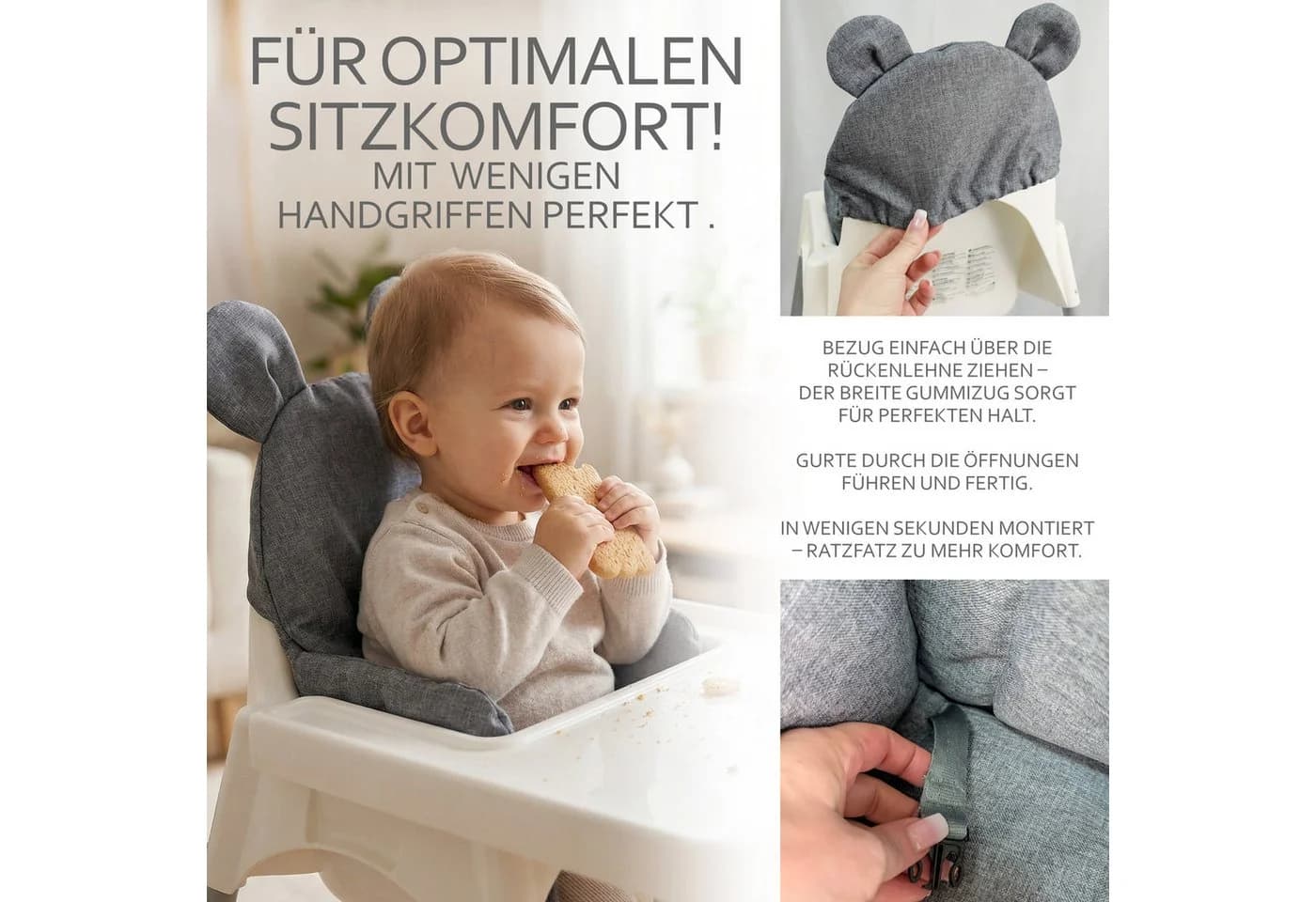 BambiniWelt Hochstuhlauflage für IKEA Antilop Beige - Bild 3