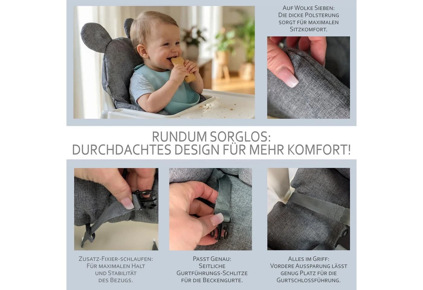 BambiniWelt Hochstuhlauflage für IKEA Antilop Beige - Bild 5