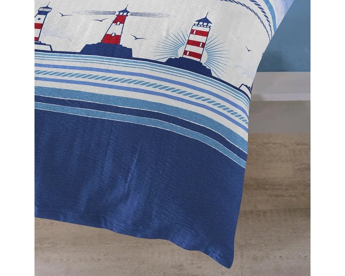 TRAUMSCHLAF Bettwäsche Leuchtturm Seersucker 2-teilig Blau - Bild 3