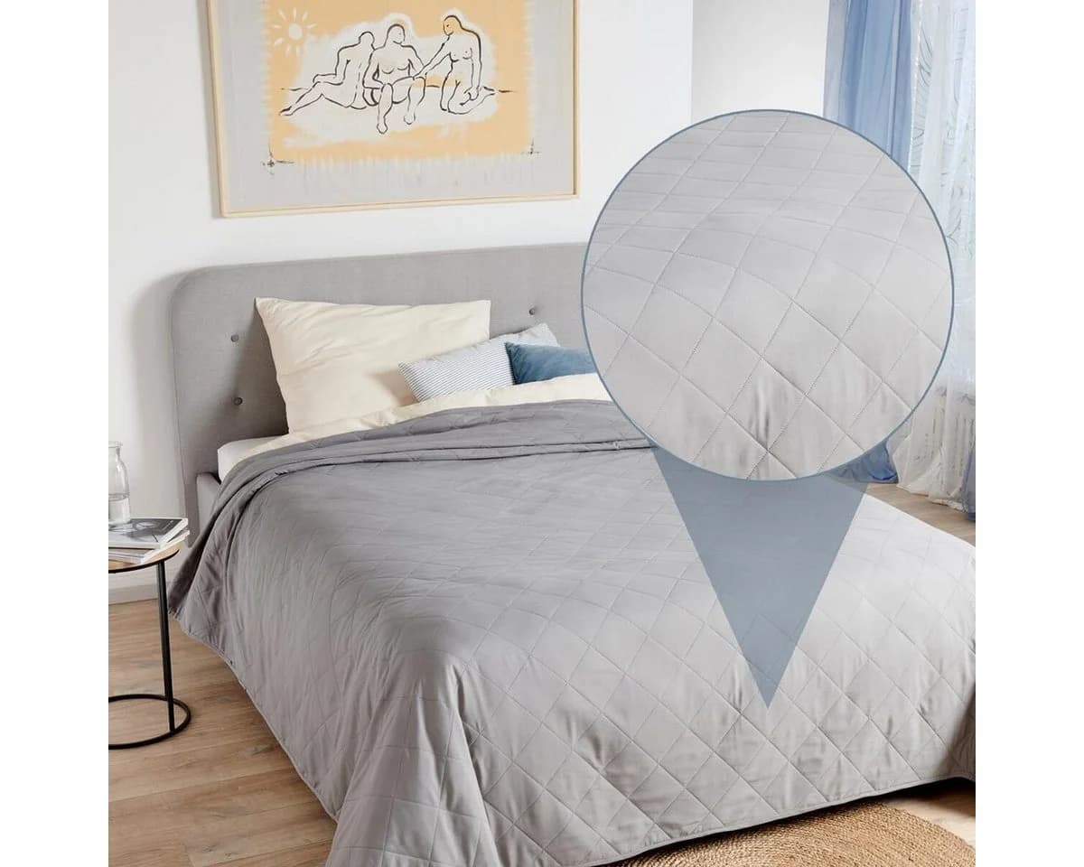 TRAUMSCHLAF Wohndecke Basic Tagesdecke Grau Microfaser