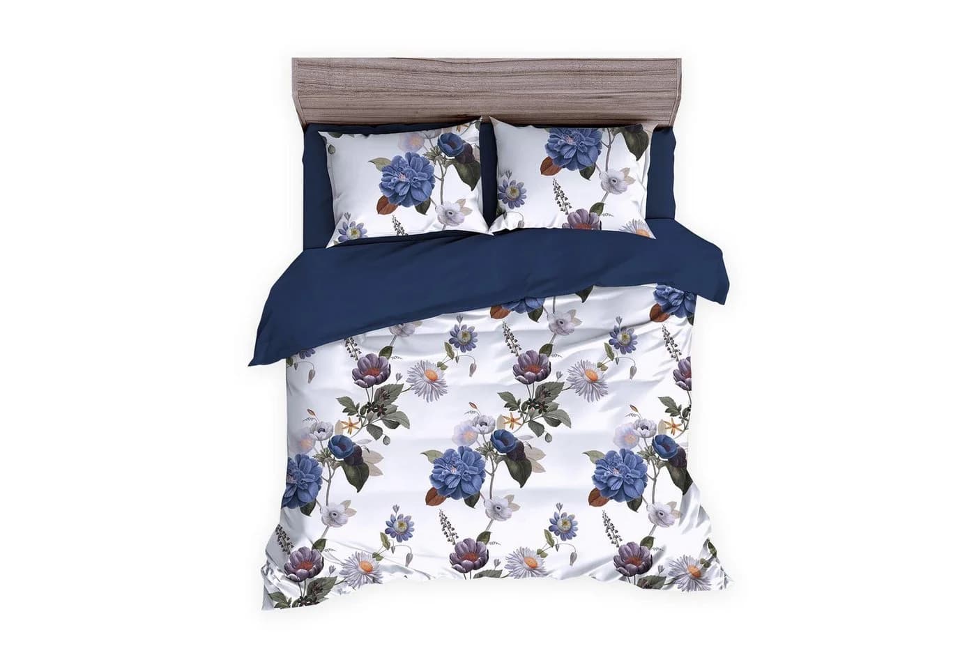 TRAUMSCHLAF Bettwäsche Dublin Mako Satin 3-teilig Floral Blau - Bild 4