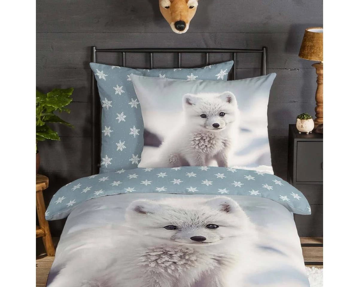 TRAUMSCHLAF Bettwäsche Polarfuchs Flanell 2-teilig Weiß