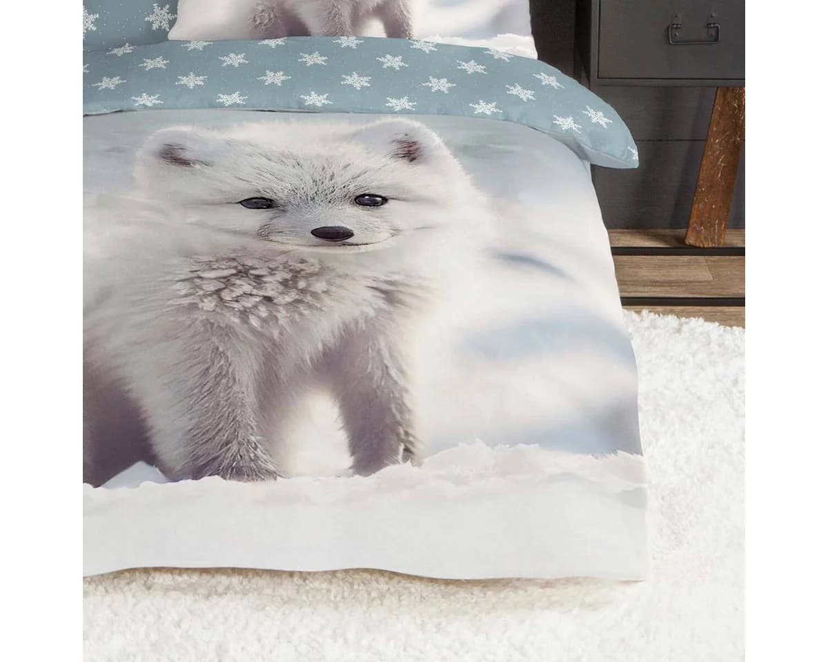 TRAUMSCHLAF Bettwäsche Polarfuchs Flanell 2-teilig Weiß - Bild 3