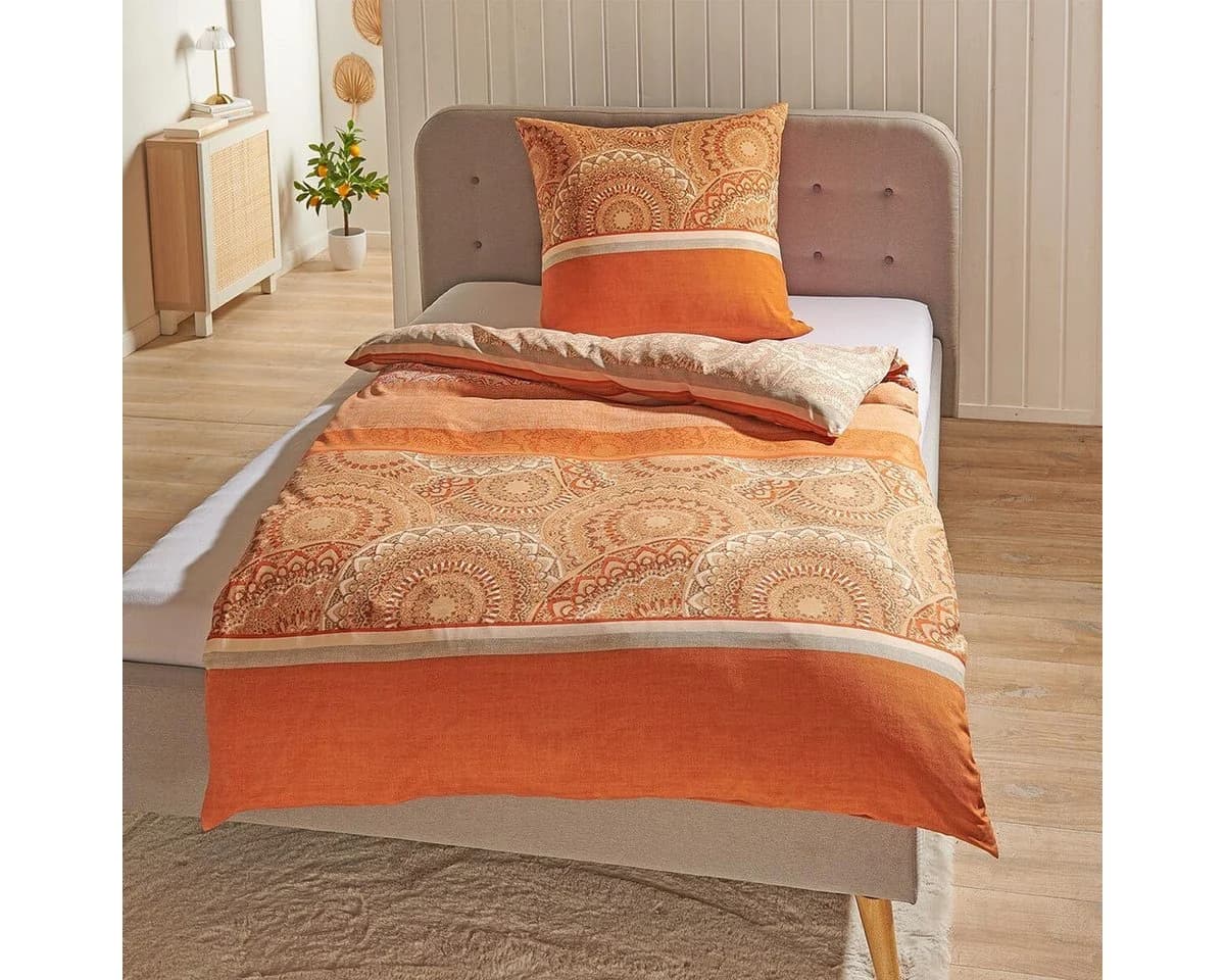 TRAUMSCHLAF Bettwäsche Karlsruhe Orange Mikrofaser 3-teilig - Bild 2