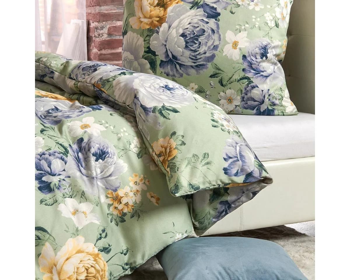 TRAUMSCHLAF Bettwäsche Rosi Grün Mako Satin 2-teilig - Bild 3