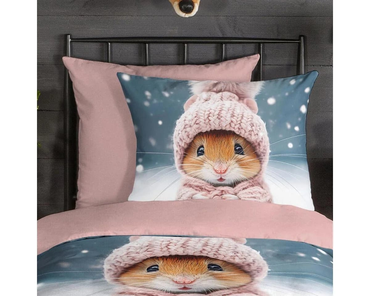 TRAUMSCHLAF Bettwäsche Hamster Flanell Rosa 2-teilig