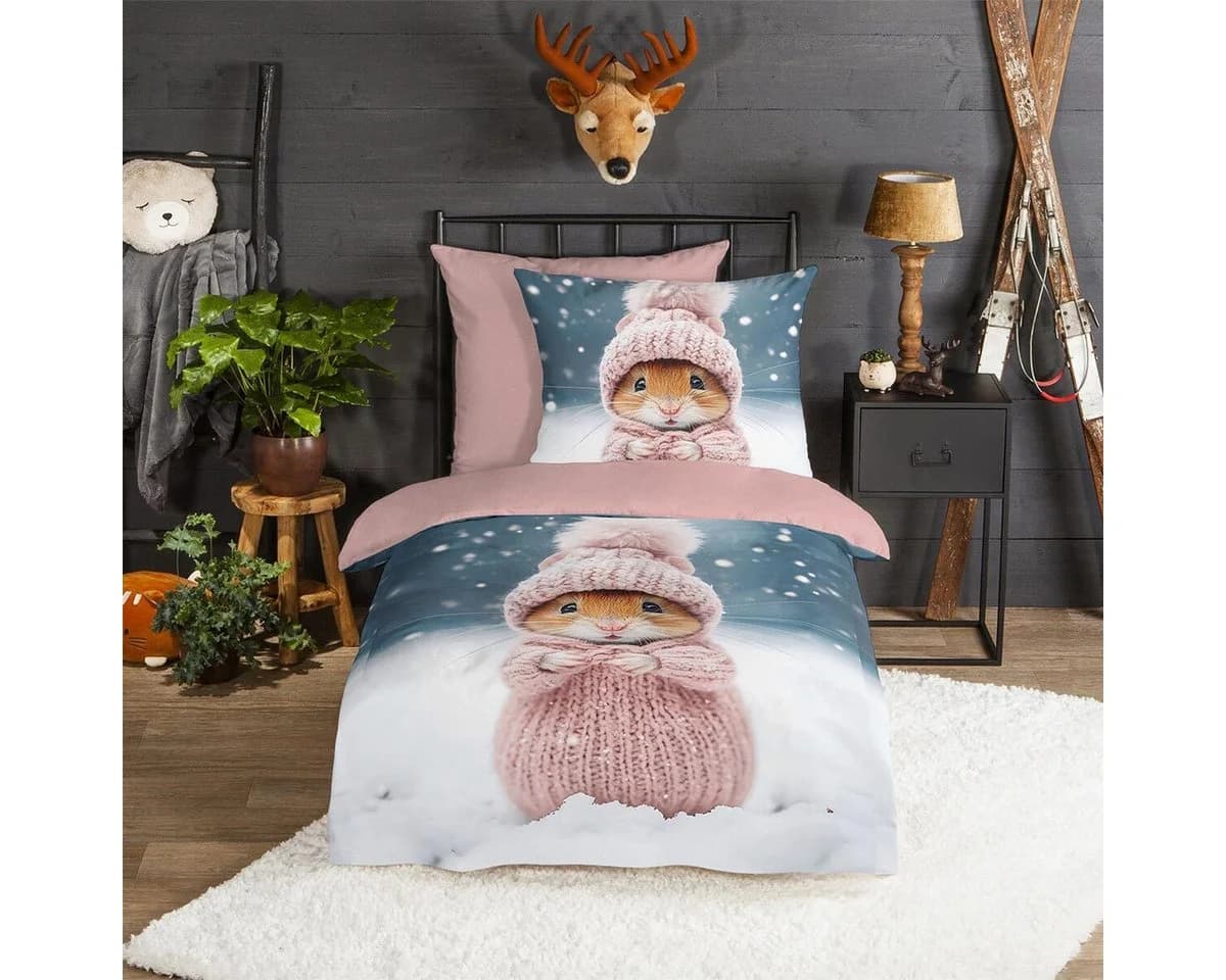 TRAUMSCHLAF Bettwäsche Hamster Flanell Rosa 2-teilig - Bild 2