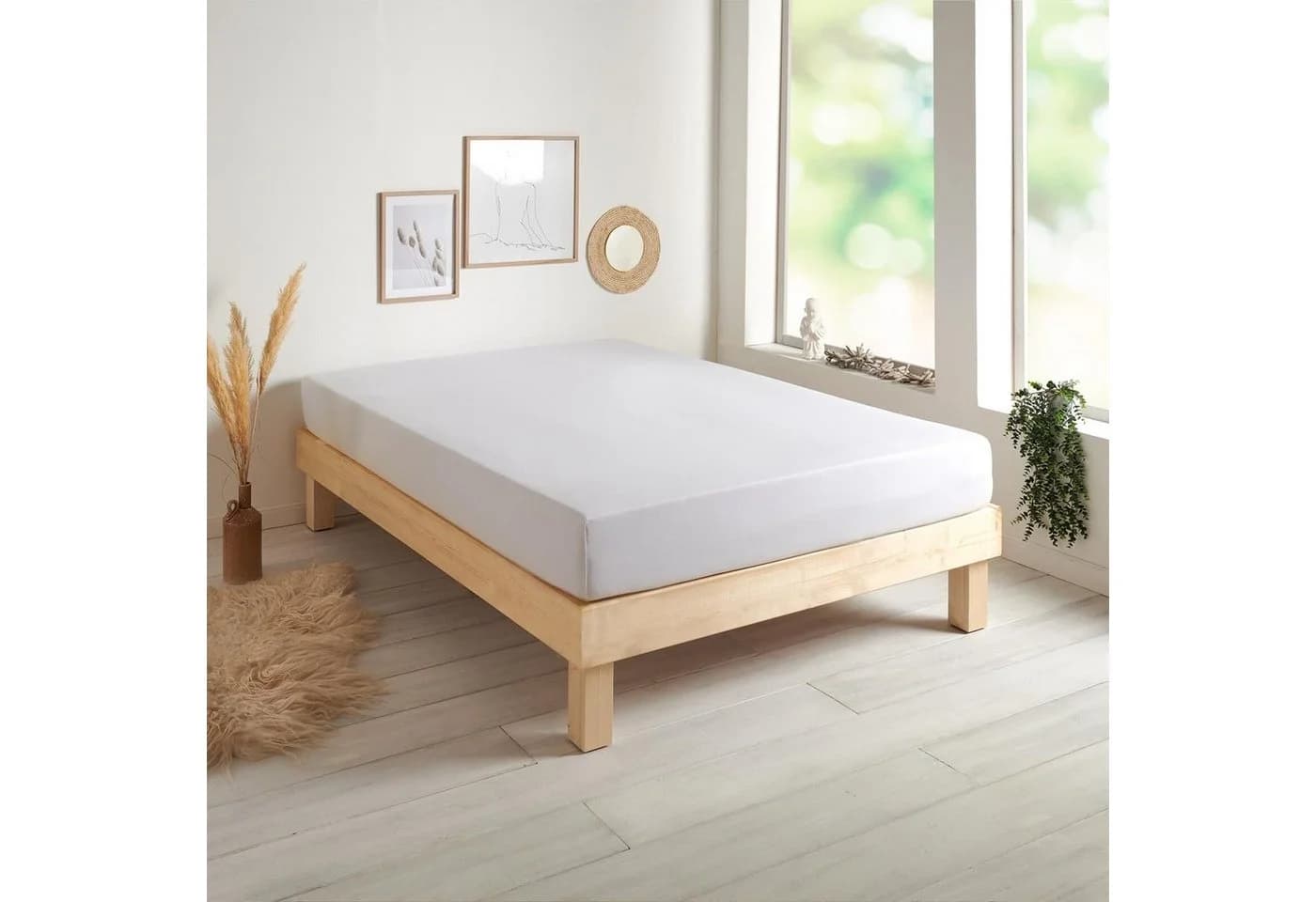 TRAUMSCHLAF Spannbettlaken Single Jersey Weiß 100% Baumwolle Rundumgummi - Bild 2