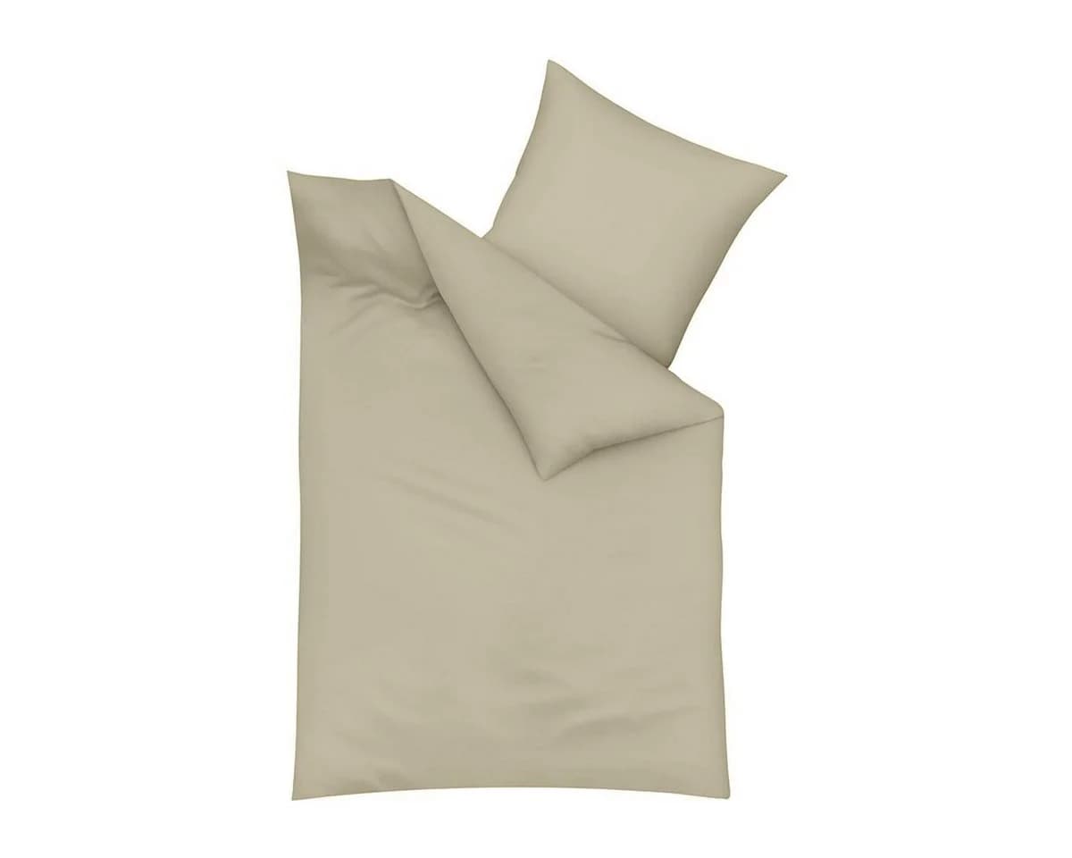 TRAUMSCHLAF Bettwäsche Uni Feinbiber 100% Baumwolle Beige - Bild 4