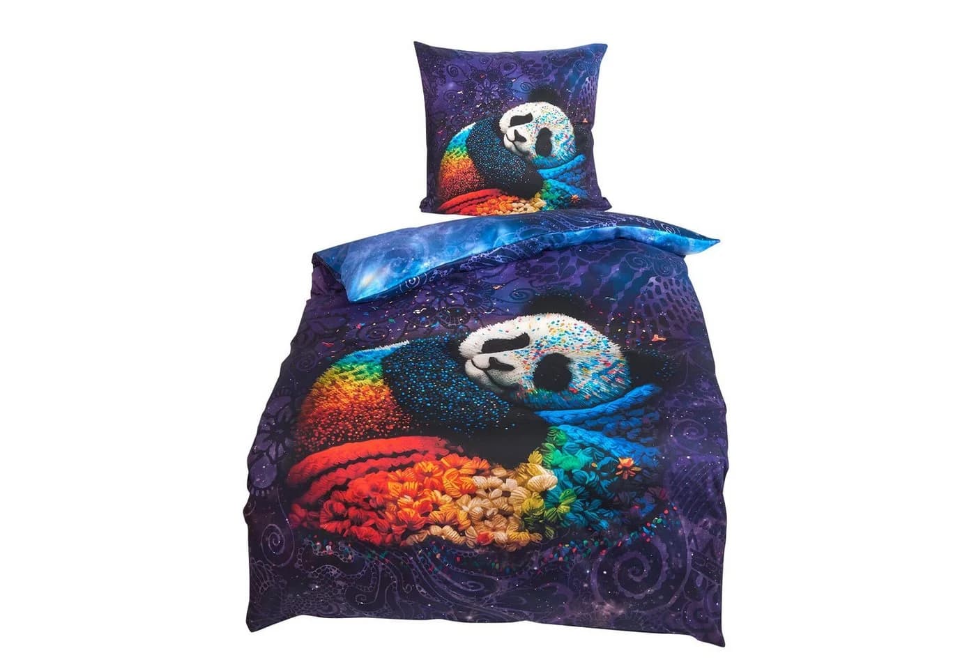 TRAUMSCHLAF Bettwäsche Panda Mako Satin 2 teilig Lila - Bild 4