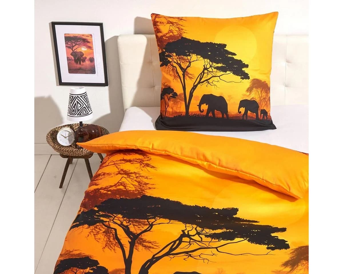 TRAUMSCHLAF Bettwäsche Afrika Mako Satin 2-teilig Gelb