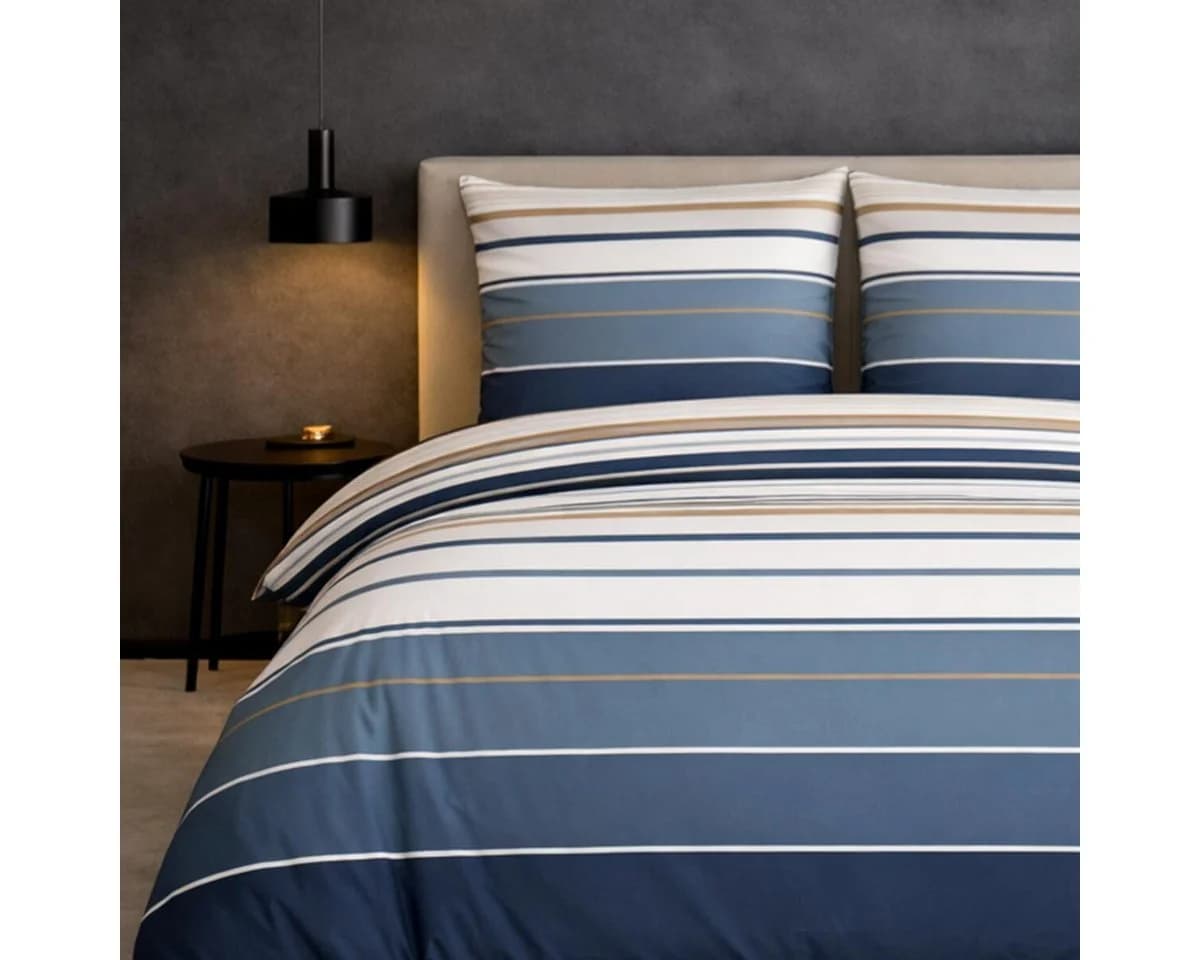 TRAUMSCHLAF Bettwäsche Girona Blau Mako Satin 2-teilig
