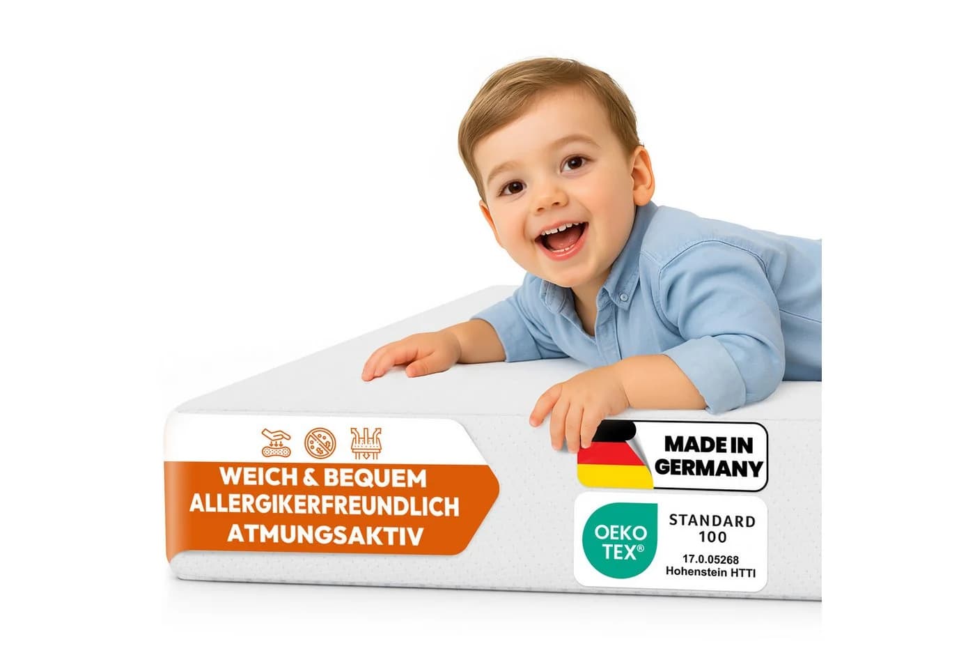 Kindermatratze Baby Kindermatratze, Foxx, (60x120 cm, Hochwertiger Schaumstoffkern, Bezug abnehmbar und waschbar) - Bild 2