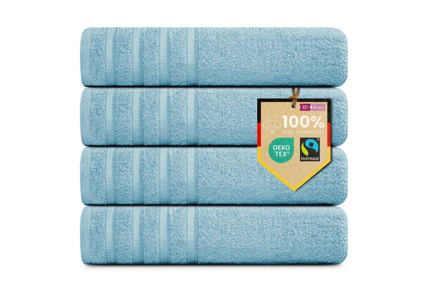 B!HOME Handtücher Set 4-tlg. Hellblau 100% Baumwolle Frottee - Bild 2