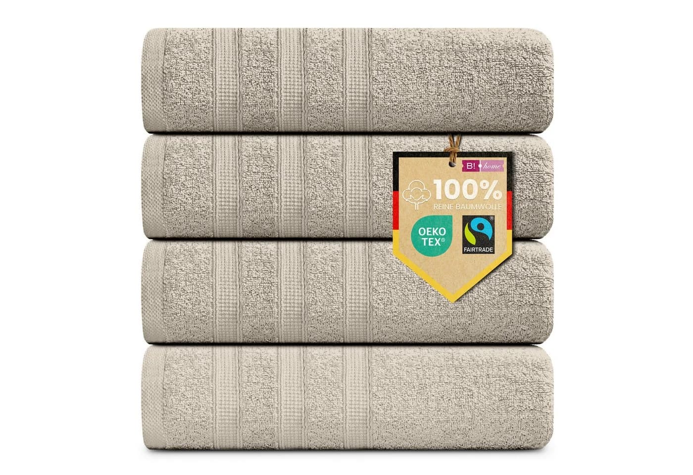 B!HOME Handtuch-Set 4-St. Baumwolle flauschig saugfähig Frottee
