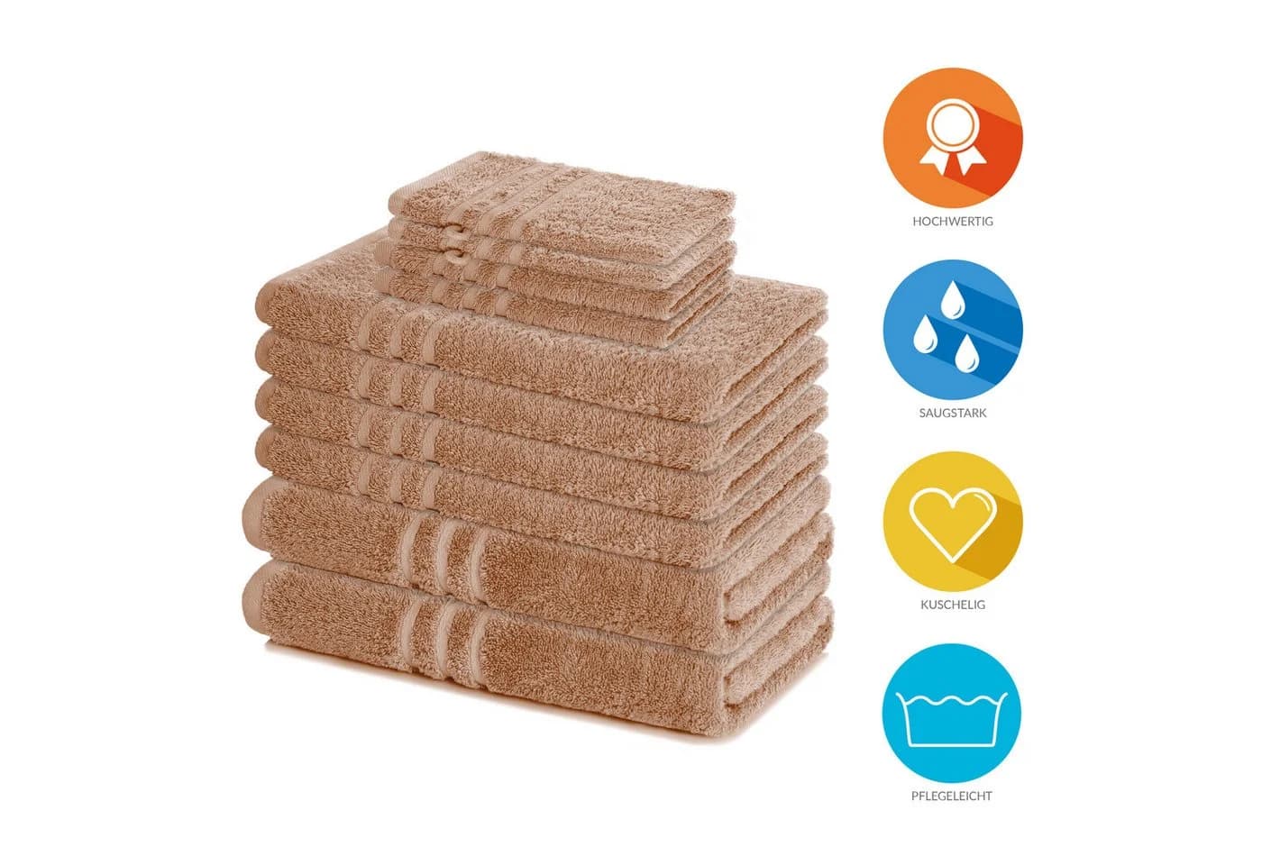 Lavea Handtuch Set Elena 10-tlg. Braun 100% Baumwolle Frottier