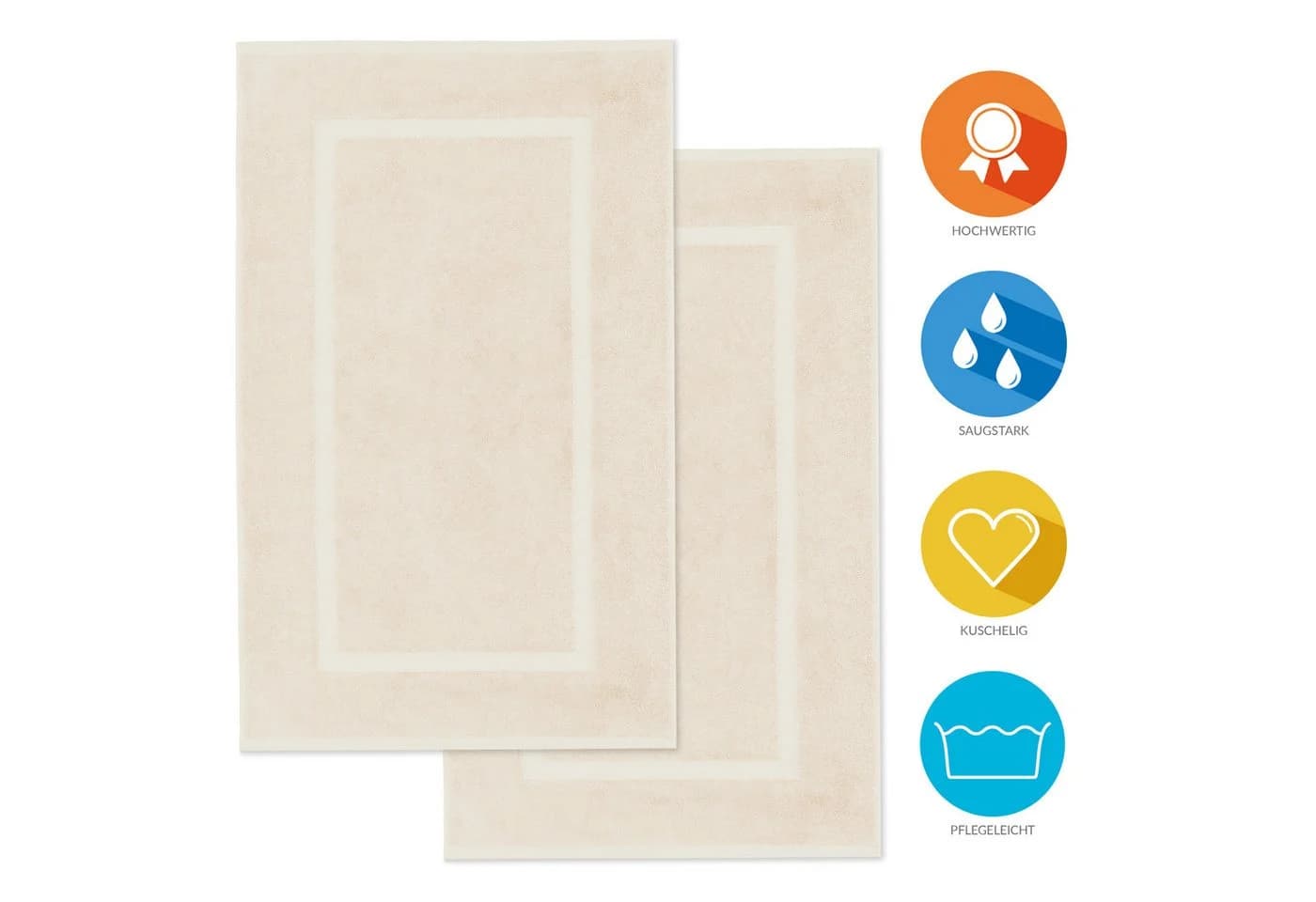 Lavea Badematte Elena-Frottierserie 50x80 cm, 100% Baumwolle, 500 g/m² Frottier, weich & saugstark, pflegeleicht