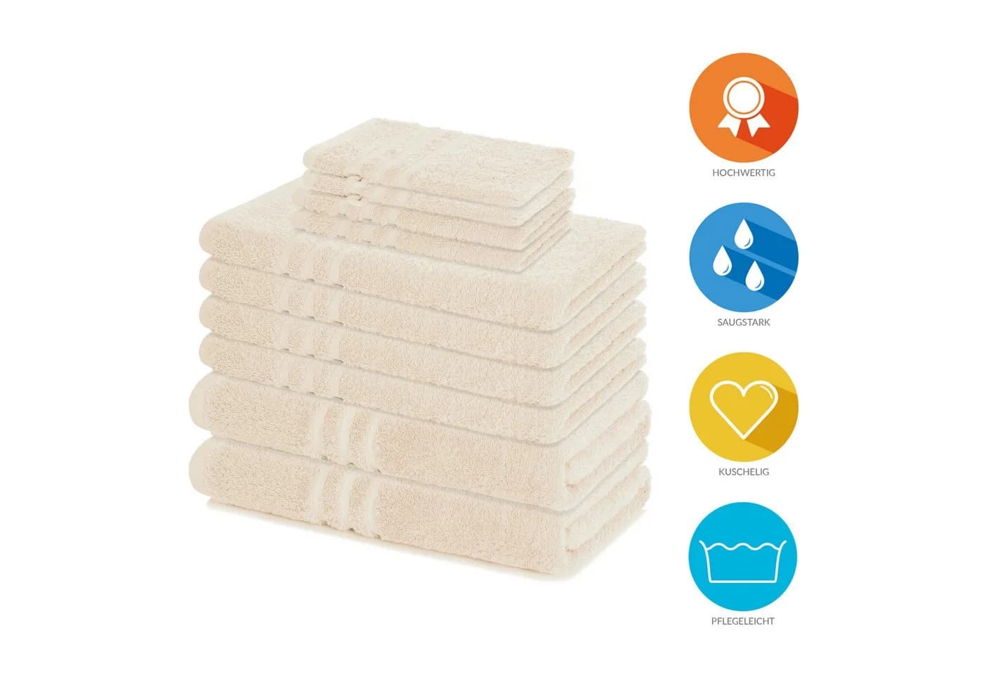 Lavea Handtuch Set Elena 10-tlg. 100% Baumwolle Frottier Weiß