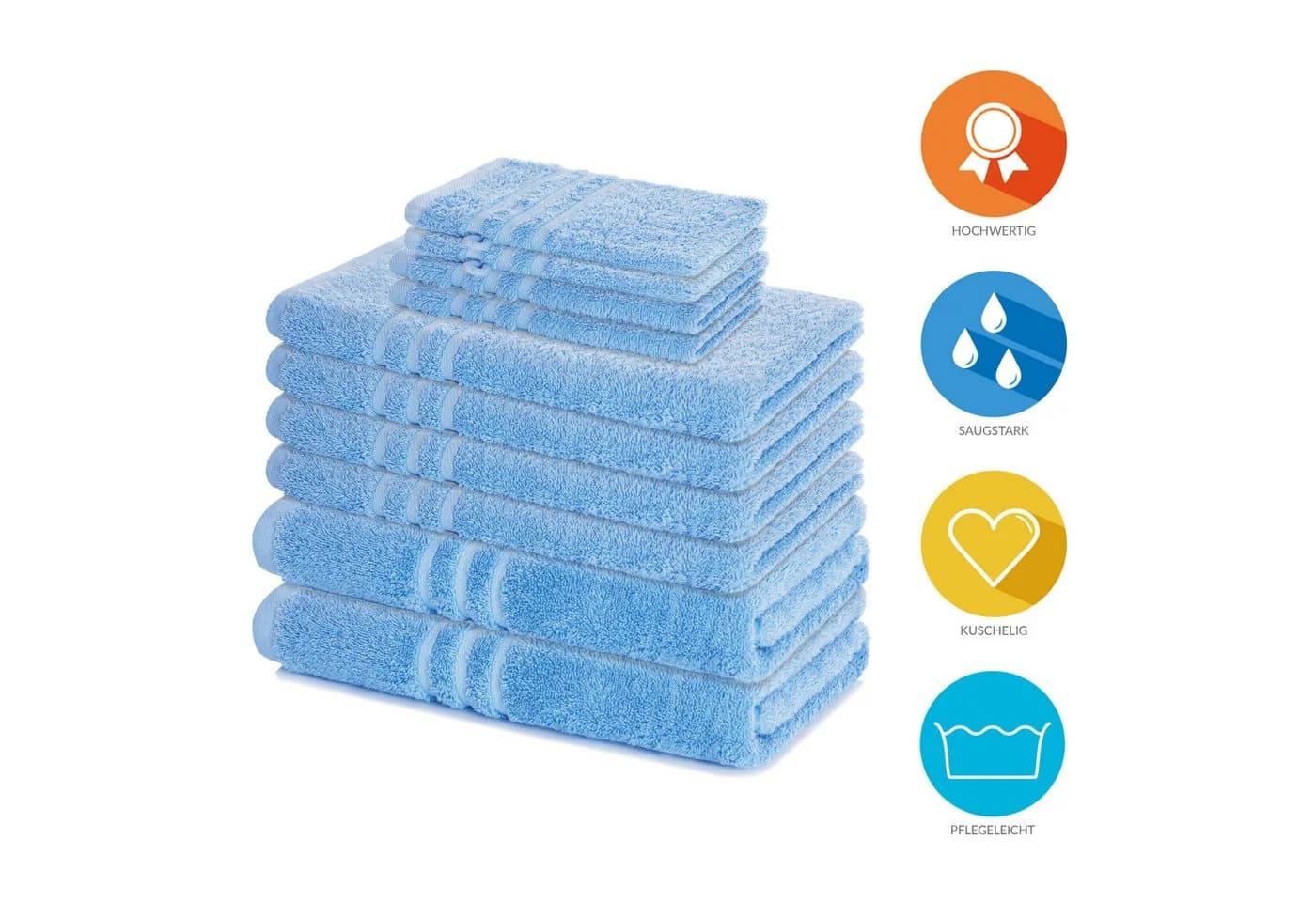 Lavea Handtuch Set Elena 10-tlg. 100% Baumwolle Frottier Blau