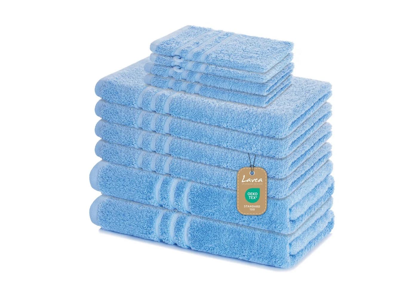Lavea Handtuch Set Elena 10-tlg. 100% Baumwolle Frottier Blau - Bild 2
