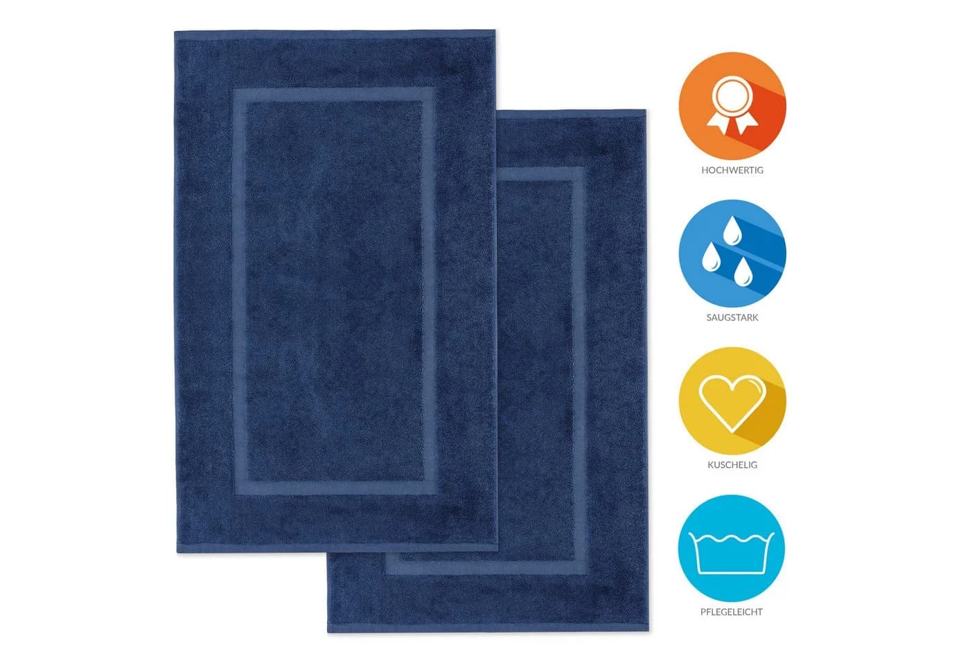 Lavea Badematte Elena-Frottierserie 50x80 cm, 100% Baumwolle, 500 g/m² Frottier, weich & saugstark, pflegeleicht