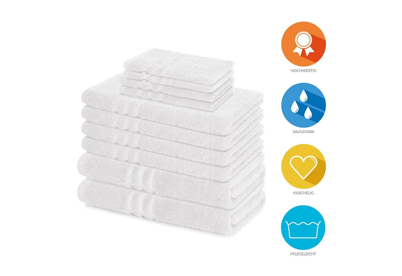 Lavea Handtuch Set Elena 10-tlg. Frottier 100% Baumwolle Weiß