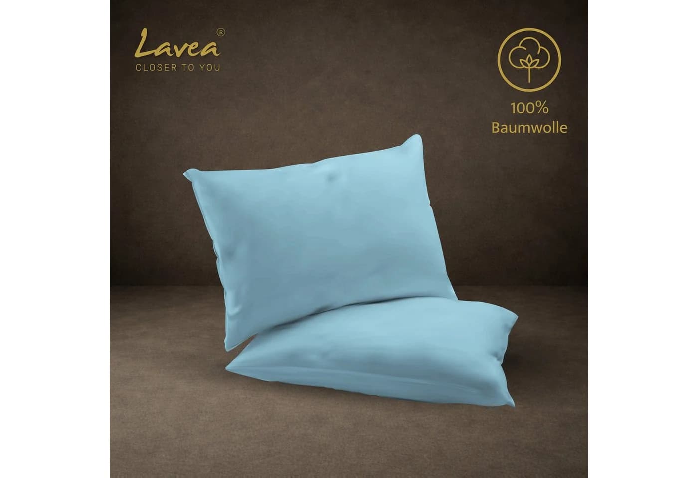 Lavea Kissenbezug 2er Set 100% Baumwolle Blau Jasmin - Bild 3