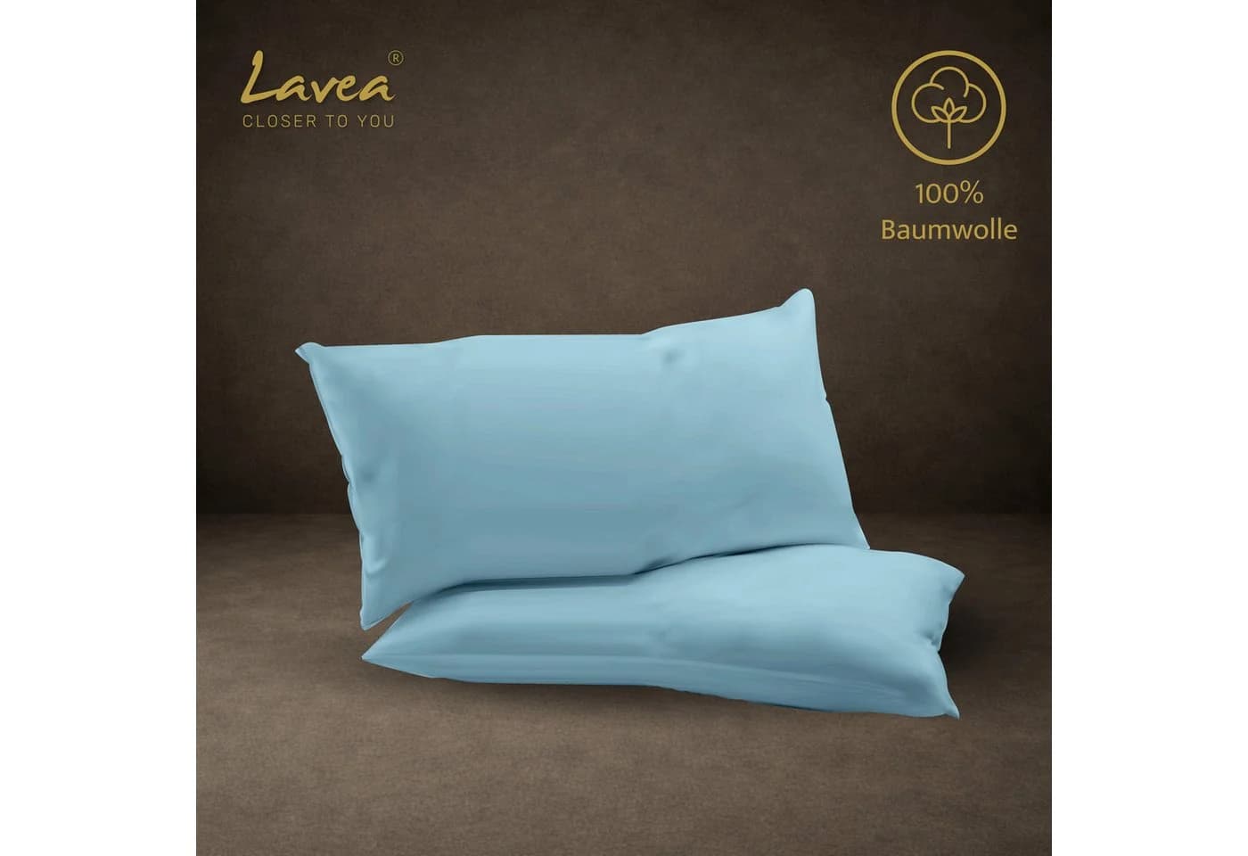 Lavea Kissenbezug 2er Set 100% Baumwolle Blau Jasmin - Bild 4